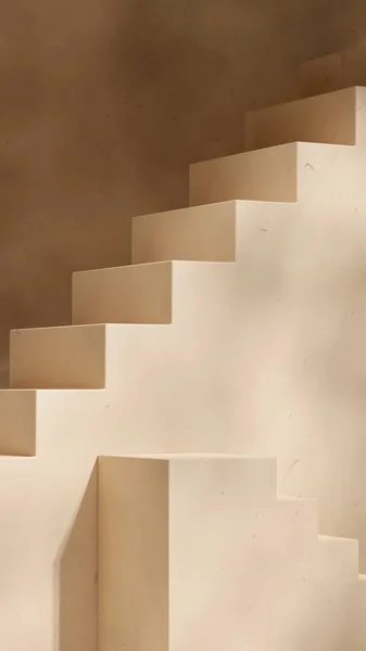 Fundo Escada Mínima Tornar Espaço Branco Marrom Texturizado Pódio Retrato — Fotografia de Stock