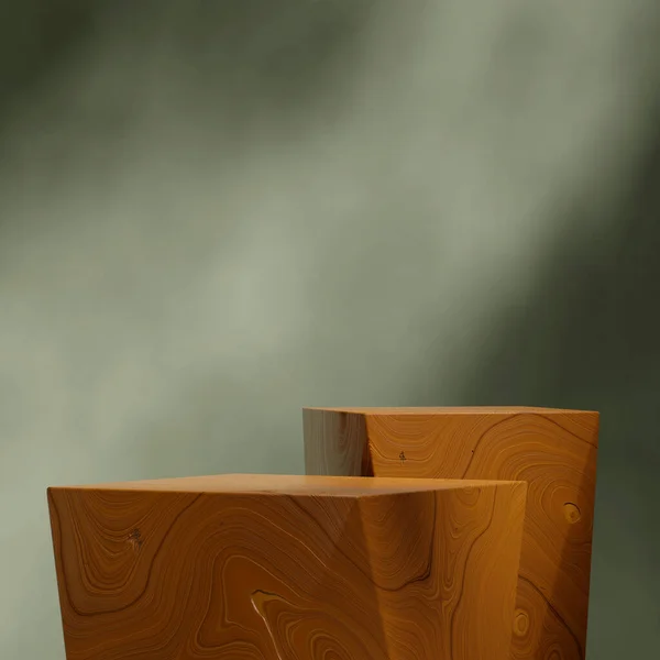 Parede Verde Mínima Simples Renderização Modelo Mockup Estilizado Madeira Textura — Fotografia de Stock