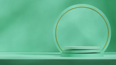 Dairesel arkaplan, 3D resim, boş alanı peyzajda istifliyor