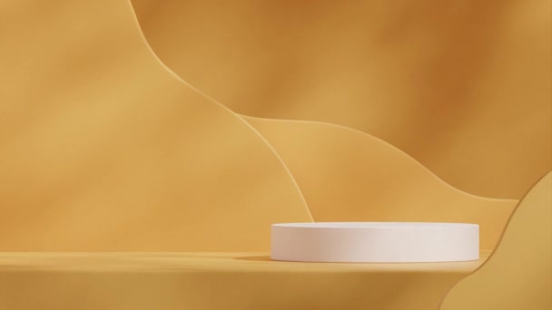 浅黄背景 阴影景观中白色讲台三维渲染模板的视频 — 图库视频影像