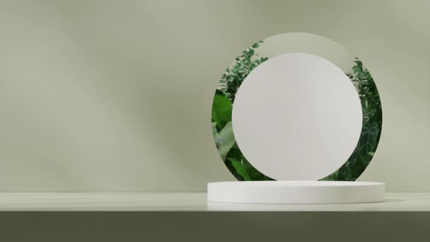 Yeşil Bitki Güneş Gölgesi Olan Beyaz Podyumun Modelleme Arkaplanının Videosu — Stok video