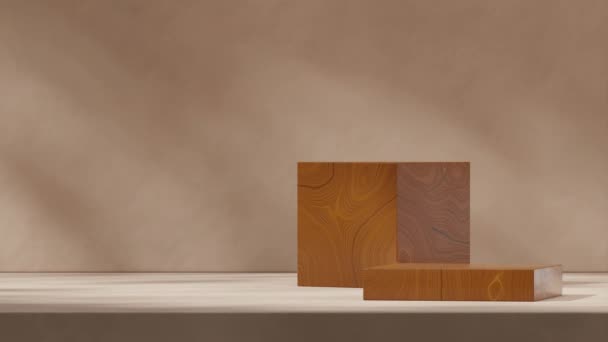 带粗糙纹理棕墙的块状木纹平台无缝阴影动画环路3D视频渲染模板模型 — 图库视频影像