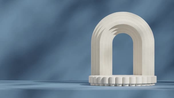 白色拱形白柱平台无缝回旋阴影动画3D视频渲染空白空间 — 图库视频影像