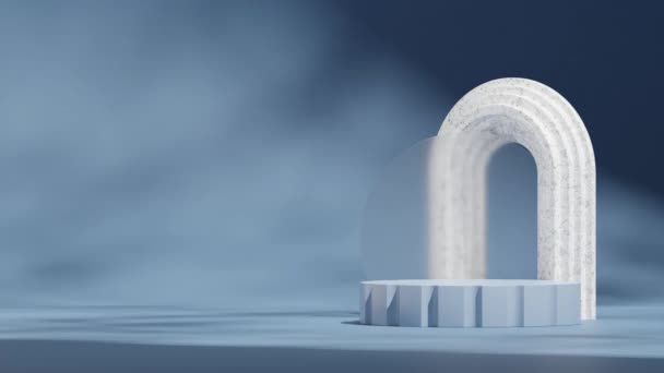 Безшовна Анімація Тіней Петлі Скляним Колом Білою Мармуровою Аркою Робить — стокове відео