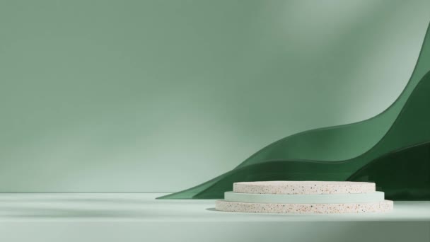 Modelo Mockup Verde Terrazzo Pódio Com Animação Sombra Sem Costura — Vídeo de Stock
