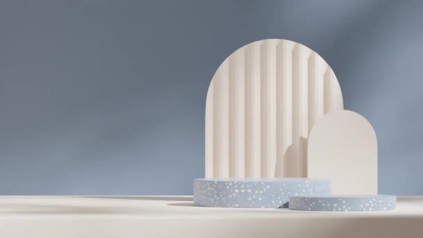 Boş Model Mavi Terrazzo Podyumunun Boyutlu Video Görüntülerinde Beyaz Renk — Stok video