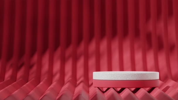 Красный Гранитный Подиум Бесшовной Тени Анимации Петли Красной Текстурой Стены — стоковое видео