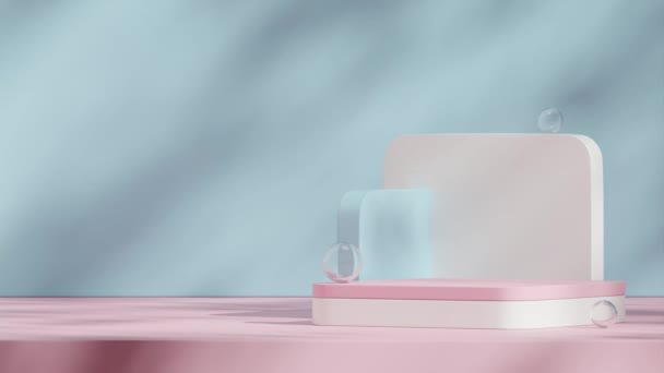 Boucle Animation Ombragée Transparente Avec Mur Bleu Sphère Verre Rendant — Video