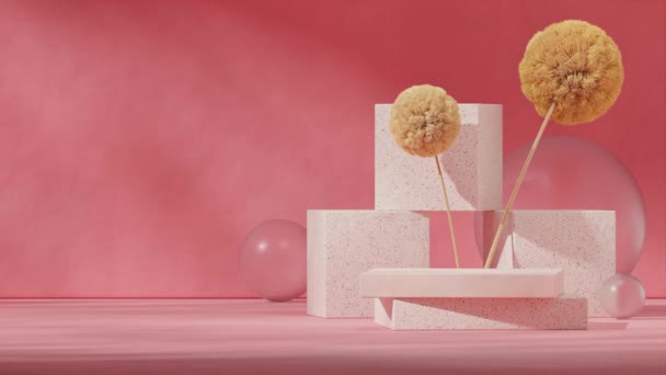 Boucle Sans Couture Ombre Animation Avec Mimosa Jaune Sphère Verre — Video