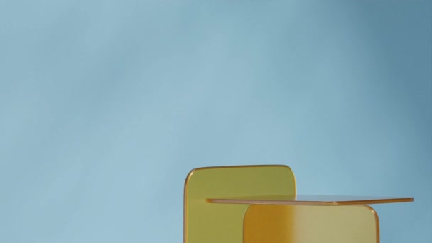 Визуализация Кадров Пустой Макет Оранжевого Прозрачного Стекла Подиума Бесшовной Тени — стоковое видео