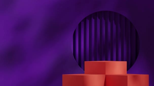 Boş Model Parlak Turuncu Blok Podyumu Dikişsiz Döngü Gölge Animasyonu — Stok video