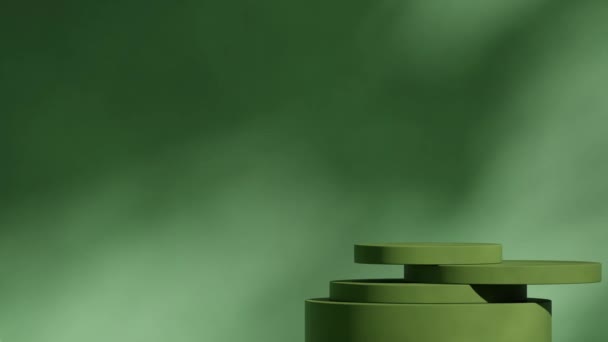 Silindir Yeşil Podyum Döngüsünün Görüntüleme Şablonu Basit Asgari Tasarım Duvarlı — Stok video