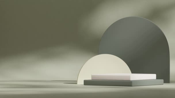 Zielony Kolor Ściany Podłogi Wideo Renderowania Pusty Makieta Biały Prostokąt — Wideo stockowe