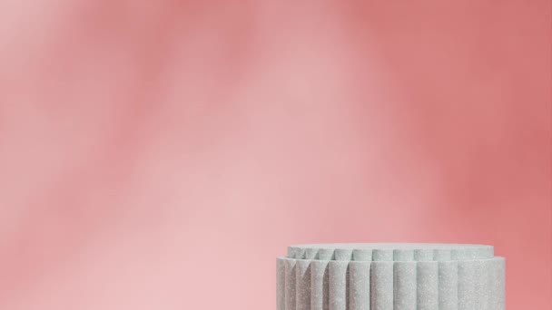 3Dレンダリング映像テンプレート グリーンテラゾ表彰台のモックアップ ピンクの最小限の壁でシームレスな影アニメーションをループ — ストック動画