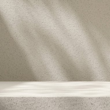 Basit doğal seramik dokusu. Güneş ışığı 3d kare biçimlendirme şablonu ile boş sahne.