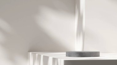 Ürün şablonu için beton dokusu podyumunun boş modelleme sahnesi 3d peyzaj düzeni