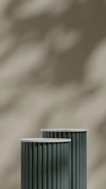 3d modelleme şablonu granit desen podyumu yeşil arkaplan ile kare