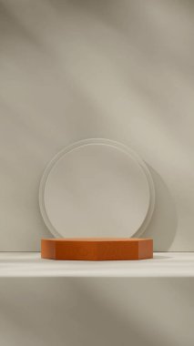 Dairesel duvar arkaplanlı portrede ahşap desen modelleme 3D şablonu