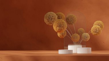 3D canlandırma sahne şablonu seramik desen eğri silindir podyum peyzaj kemeri arka planı