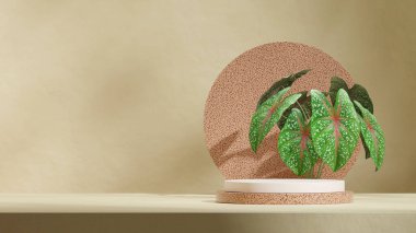 Granit desen kıvrımlı silindir podyum peyzaj dairesi duvarında, 3d şablon modellemesi