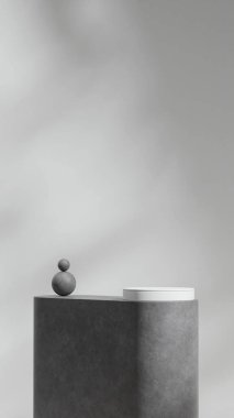 3D biçimlendirme alanı beton dokusu eğimli silindir podyum.