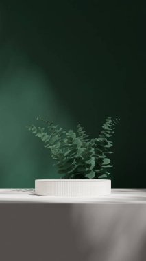 En küçük sahne, 3D görüntüleme sahnesi portrede yeşil renkli kıvrımlı silindir podyumu