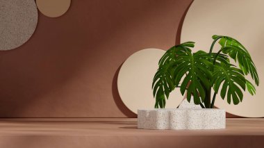 çember arkaplan, 3D görüntüleme sahnesi kahverengi renk eğimli silindir manzarada