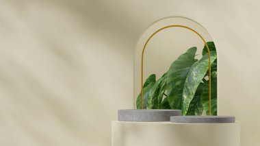 beton doku eğimli silindir peyzaj kapısı kemerinde, 3D görüntüleme boş model