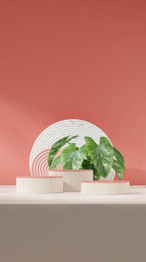 Portre dairesi arkaplanındaki 3d rengarenk renkli silindir boş görüntüyü oluştur