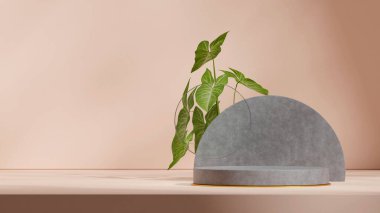 peyzaj dairesi arkaplanındaki beton desen kıvrımlı silindir, 3D görüntüyü boş hale getirir