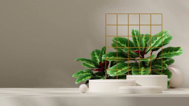 peyzaj arkaplanındaki beyaz renkli kıvrımlı silindir, 3D resim düzenleme şablonu