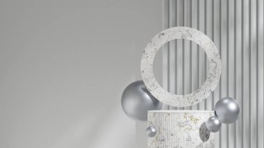 boş model mermer desen eğimli silindir peyzaj desenli duvar, 3D görüntüleme