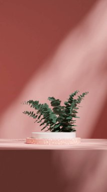 Portredeki pembe renkli kıvrımlı silindir, en küçük sahne, 3D görüntü oluşturma sahnesi