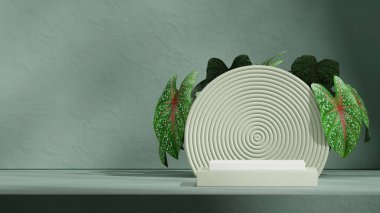 peyzaj dairesi arkaplanında, 3d resim düzenleme alanı yeşil renk bloğu şekli