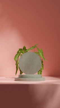 Portre dairesi arkaplanında, 3d resim şablon modelleme seramik doku eğimli silindir