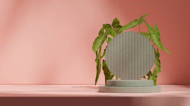 peyzaj dairesi arka planında, 3d resim şablon modelleme seramik doku eğimli silindir