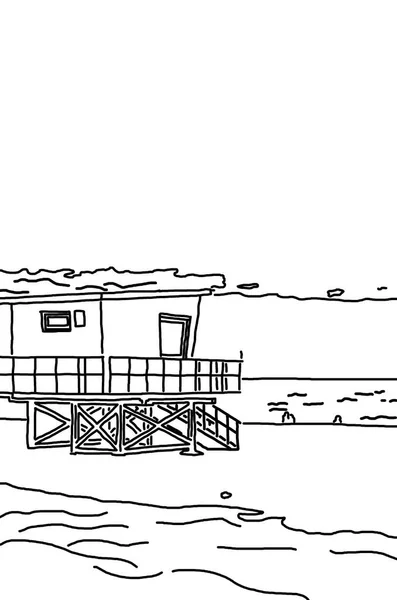 Náčrt Chaty Pobřeží Mraky — Stock fotografie