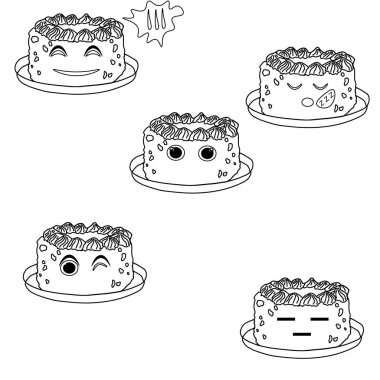 Manga tarzında şirin pasta eskizi.