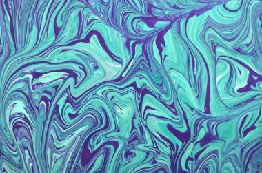 Deniz temalı yeşil ve mor renkli dalga benzeri bir deseni olan soyut sanat arkaplanı