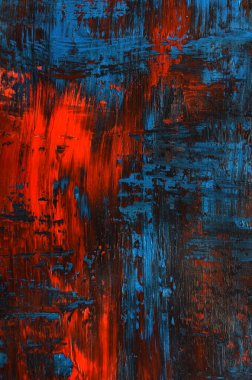 Kirli sanat arka planı fırça darbeleriyle kırmızı ve mavi renkte