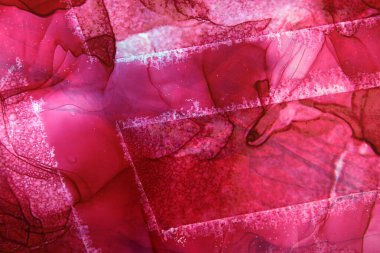 Kirli mürekkep sanatının arka planı kırmızı ve pembe renklerde