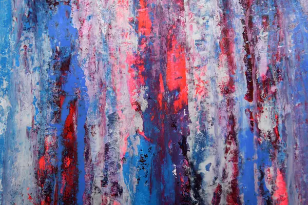 Mavi ve kırmızı renkte fırça darbelerinin soyut sanat arkaplanı