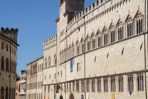 Палаццо Деи Приори Является Одним Лучших Примеров Италии Общественного Дворца — стоковое фото