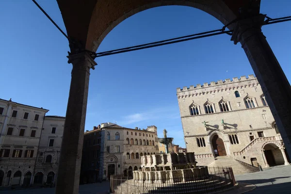 Piazza Novembre Centru Perugia Známý Pro Palazzo Dei Priori Fontana — Stock fotografie