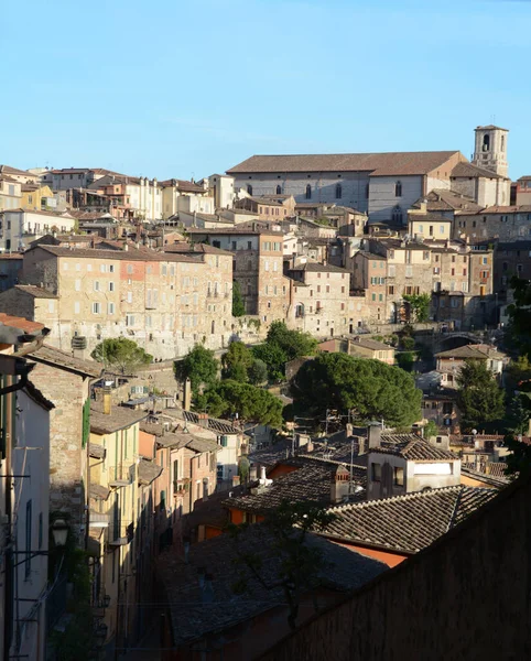 Perugia Hlavním Městem Umbrie Postaven Kopcích Plná Památek Zdí Uměleckých — Stock fotografie