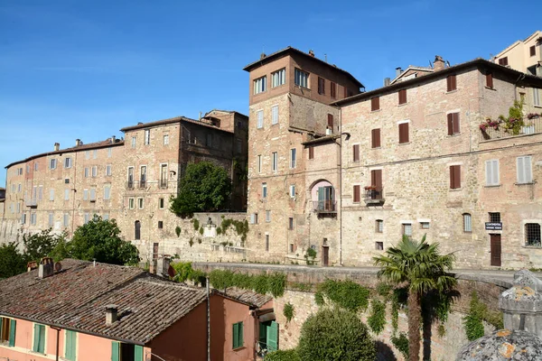 Antigas Casas Pedra Medievais Centro Histórico Perugia Cesare Battisti Acima — Fotografia de Stock