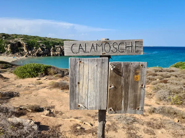 Пляж Calamosche Расположен Между Археологическими Останками Элоро Оазисом Дикой Природы — стоковое фото