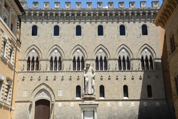 Palazzo Salimbeni Edificio Histórico Siena Sede Banca Monte Dei Paschi — Foto de Stock