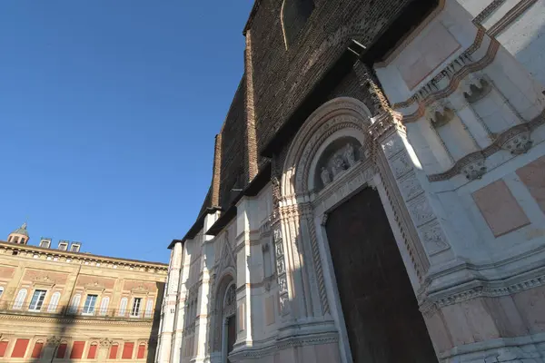 stock image Piazza Maggiore is the heart of Bologna with the marbles of the basilica of San Petronio, Palazzo d'Accursio, Palazzo del Podest, and the fountain of Neptune.