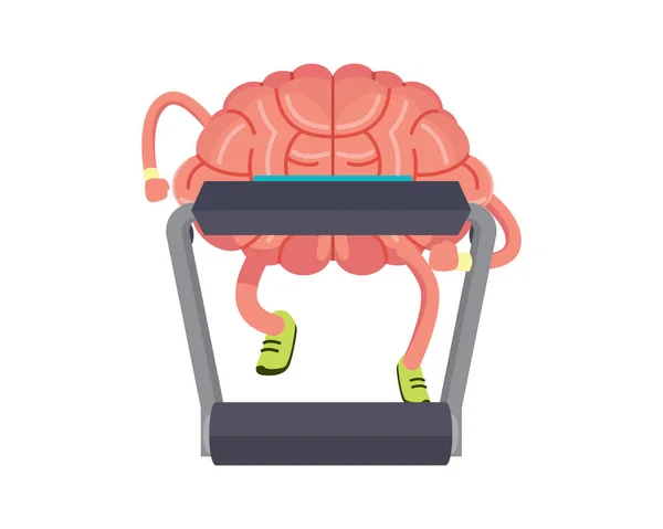 Brain Working Out Treadmill Illustration Symbolization Hard Thinking Learning Inglés — Vector de stock